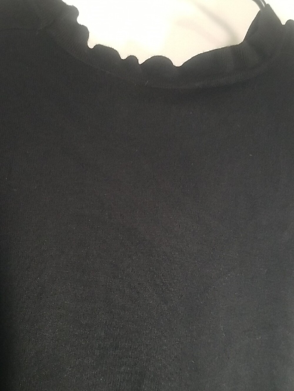 Adrianna Papell Black Crewneck Sweater with Sheer Dot Sleeves - Picture 3 of 12